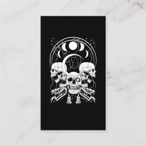 Creepy Skulls Crescent Gothic Moon Phases Snake Business Card