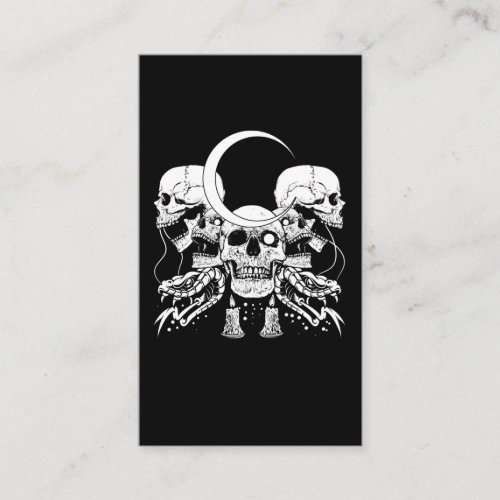 Creepy Skulls Crescent Gothic Moon Witchy Snake Business Card