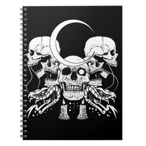 Creepy Skulls Crescent Gothic Moon Witchy Snake Notebook