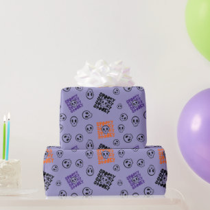 Creepy Skulls Purple Halloween Wrapping Paper