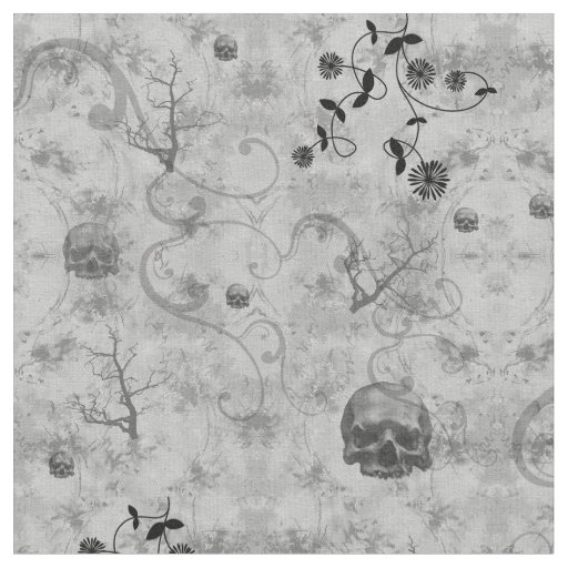 Creepy Skulls Victorian Gothic Fabric