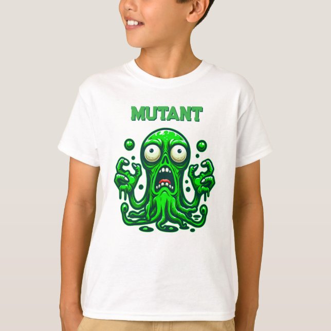 Creepy Slime Zombie Alien – Neon Green Monster T-Shirt (Front)