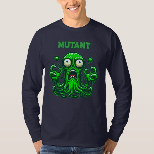 Creepy Slime Zombie Alien – Neon Green Monster T-Shirt (Front)