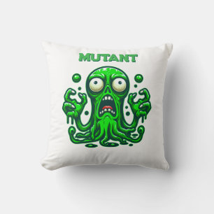 Creepy Slime Zombie Alien – Neon Green Monster Throw Pillow