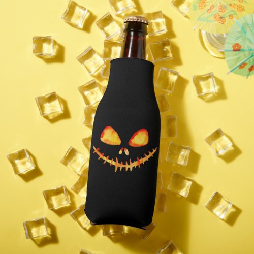 Creepy Smiling Jack O Lantern   Bottle Cooler