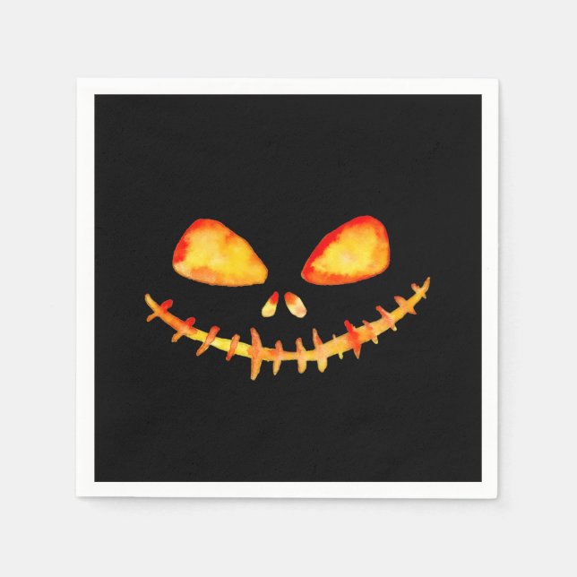 Creepy Smiling Jack O' Lantern Face Napkins (Front)