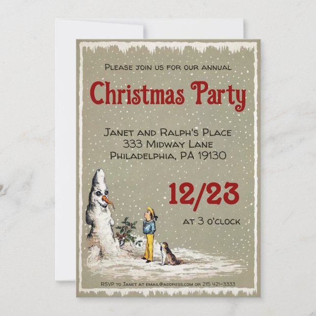 Creepy Snowman Christmas Party Customizable Invitation (Front)