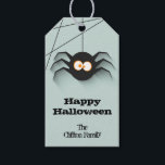 Creepy Spider Halloween Favor Gift Tags<br><div class="desc">A creepy black spider hanging from his web,  these party favor gift tags are fun for your Halloween party,  kid's Halloween birthday party,  Halloween costume parties. MATCHING items in our store.</div>