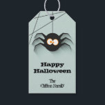 Creepy Spider Halloween Favor Gift Tags<br><div class="desc">A creepy black spider hanging from his web,  these party favor gift tags are fun for your Halloween party,  kid's Halloween birthday party,  Halloween costume parties. MATCHING items in our store.</div>