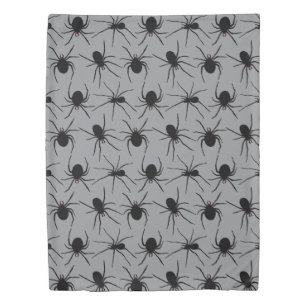 Creepy Spider Pattern On Gray Duvet Cover