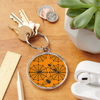 Creepy Spider Web Halloween Keychain