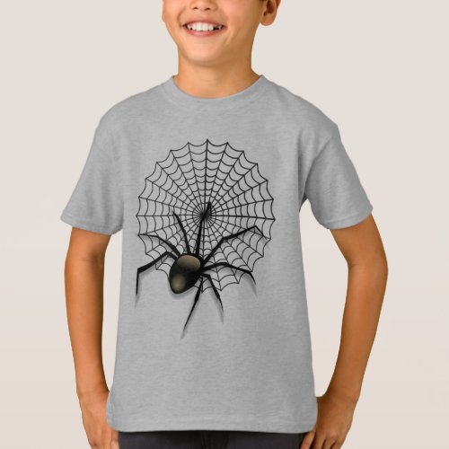 Creepy Spider Web Halloween Kids Short Sleeve T_Shirt