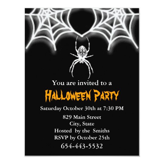 Creepy Spider & Web Invitation Card Template | Zazzle.com