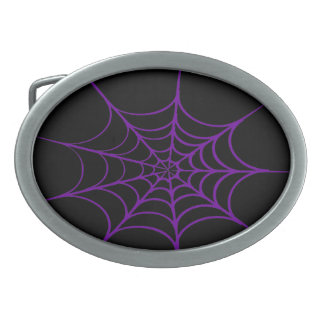 Creepy Spider Web (Purple) Oval Belt Buckle