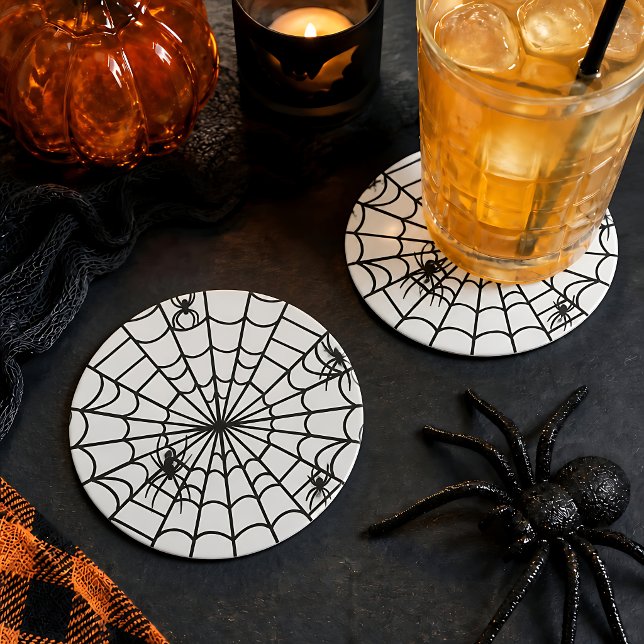 Creepy Spider Web Round Paper Coaster (Creator Uploaded)