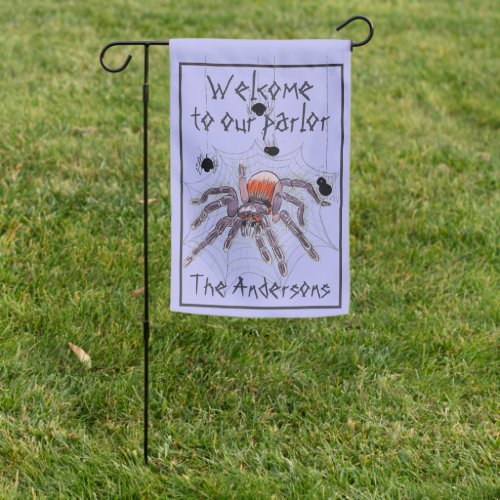 Creepy Spiders in Web to Personalize Welcome Garden Flag