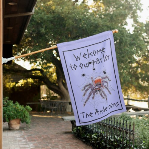 Creepy Spiders in Web to Personalize Welcome House Flag