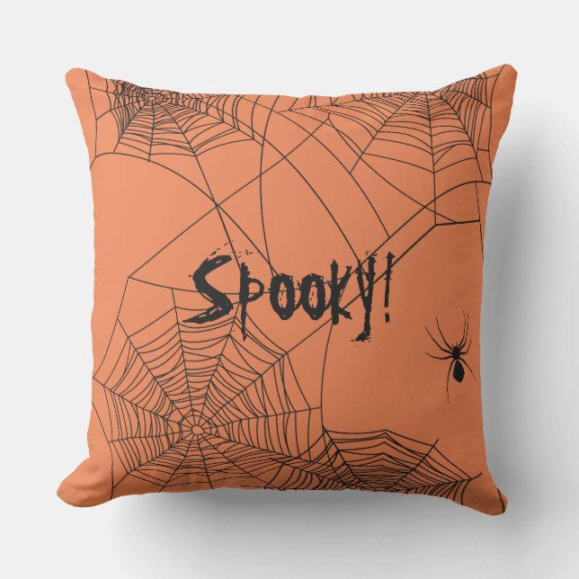 Creepy Spiderweb Throw Pillow (Front)