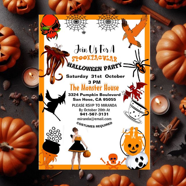 Creepy Spooktacular Symbols Halloween Party Teens Invitation (Creepy Spooktacular Symbols Halloween Party Teens Invitation)