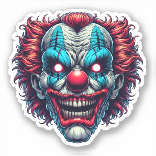 Creepy Spooky Clown Face Halloween Colors  Sticker