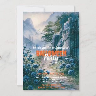 Creepy Spooky Graveyard Cemetery Halloween Party Invitation