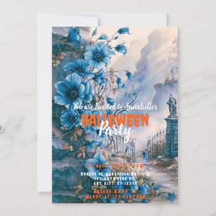 Creepy Spooky Graveyard Cemetery Halloween Party Invitation