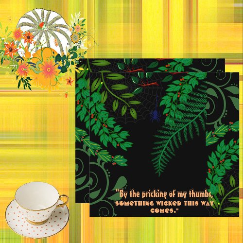 Creepy Spooky Greenery Dark Night Halloween Quote  Card