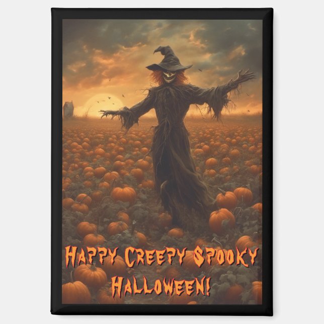 Creepy Spooky Halloween Scarecrow Magnet (Front)