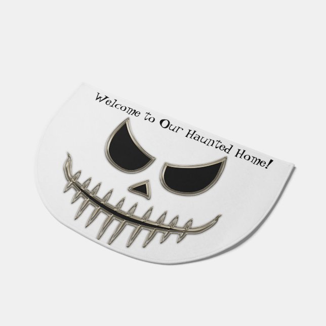 Creepy Spooky Halloween Skeleton Face Doormat (Angled)