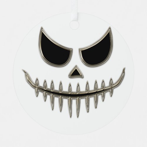 Creepy Spooky Halloween Skeleton Face Party Metal Ornament