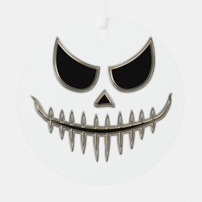 Creepy Spooky Halloween Skeleton Face Party Metal Ornament (Front)