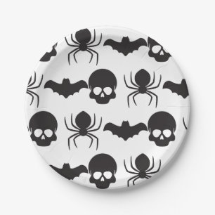 Creepy Spooky Halloween  – Skull, Spider & Bat Paper Plates
