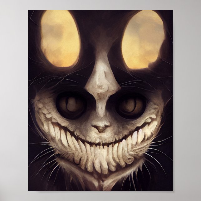 Creepy spooky horror cat poster (Front)