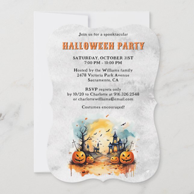Creepy Spooky Pumpkins Halloween Party  Invitation (Front)