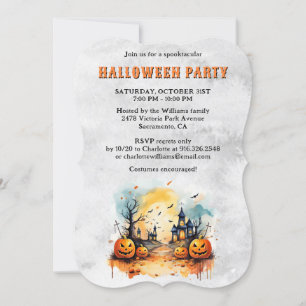 Creepy Spooky Pumpkins Halloween Party Invitation