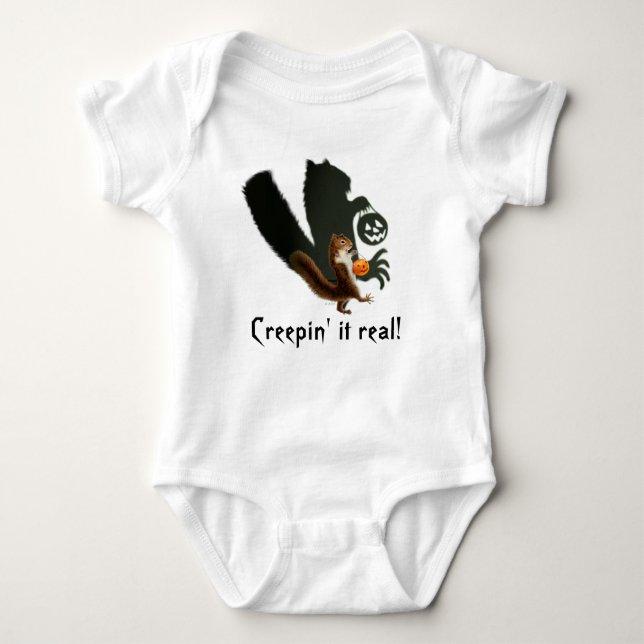 Creepy Squirrel Shadow Baby Bodysuit (Front)