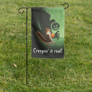 Creepy Squirrel Shadow Garden Flag