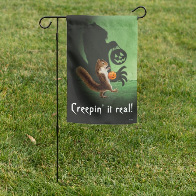 Creepy Squirrel Shadow Garden Flag (In SItu)