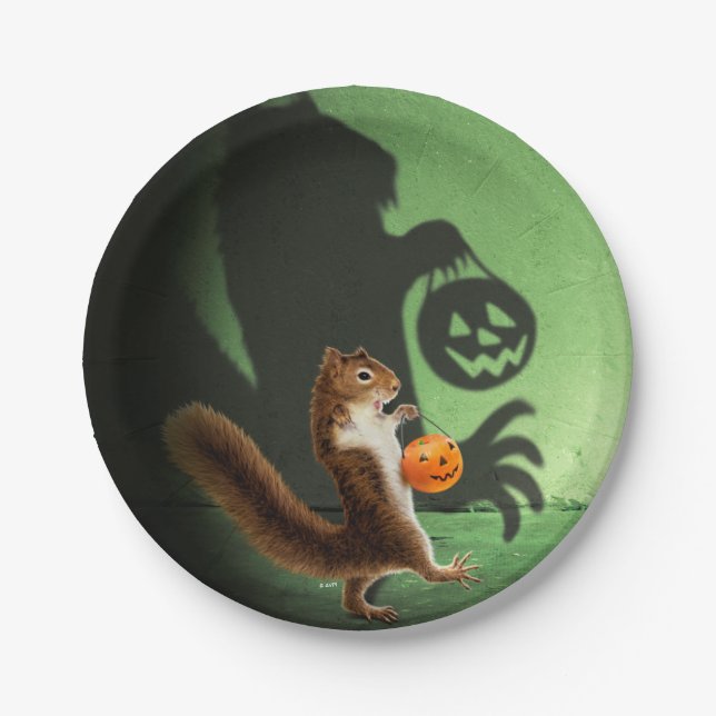 Creepy Squirrel Shadow Paper Plates (Front)