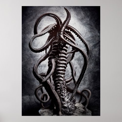 Creepy Statue of an Ancient Alien Entity Poster