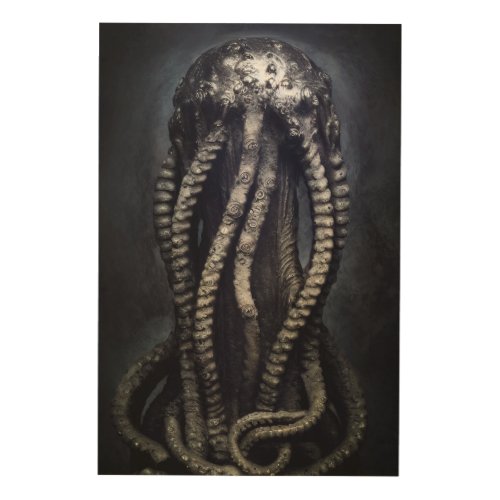 Creepy Statue of an Unknown Cephalopod Wood Wall Art
