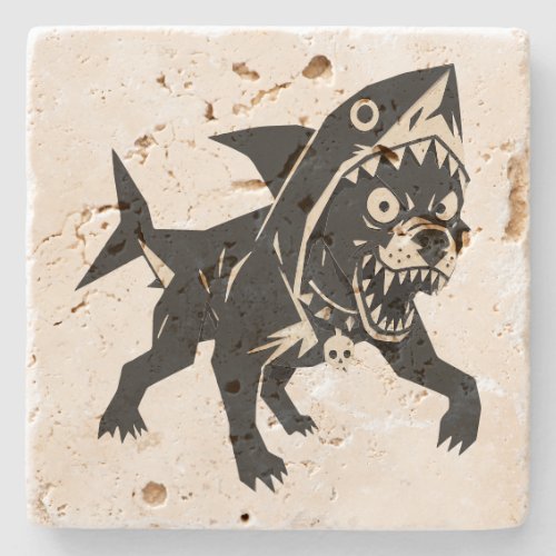 Creepy stone coaster with dog
