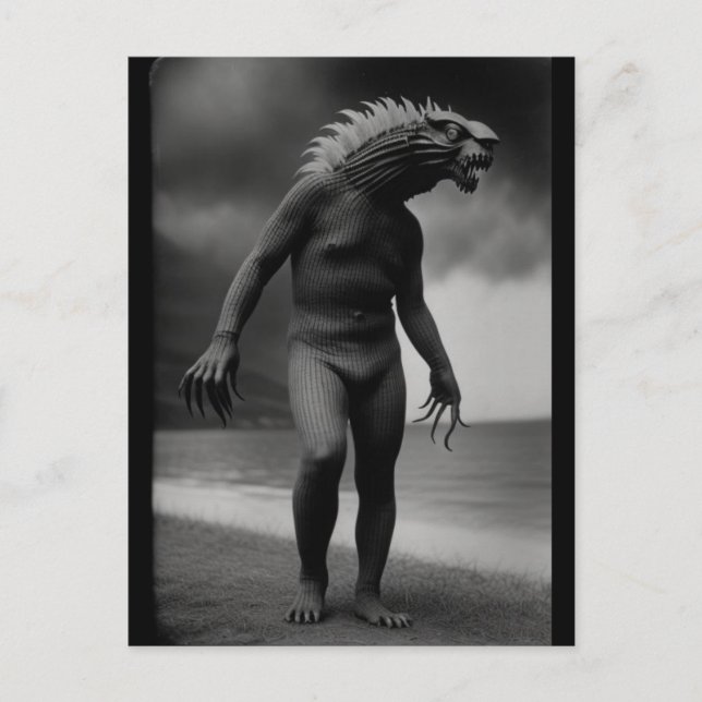 Creepy Strange Beast Monster Halloween Postcard (Front)