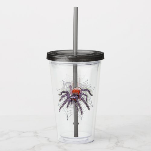 Creepy Tarantula in Web Original Artwork Acrylic Tumbler