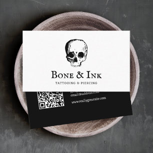 Creepy Tattoo Artist Skull QR Code Business Card
