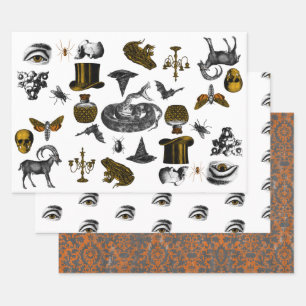Creepy things, eyes & distressed pattern  wrapping paper sheets