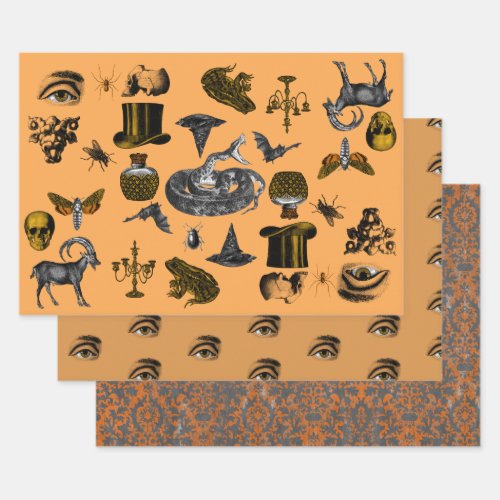 Creepy things eyes  distressed pattern  wrapping wrapping paper sheets