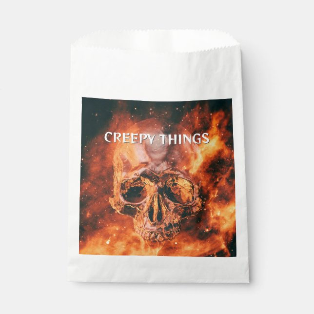 Creepy Things. Flaming skull in space Favor Bag (Front)