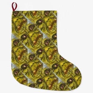 Creepy Turtle Monster Black Outline Cartoon Large Christmas Stocking