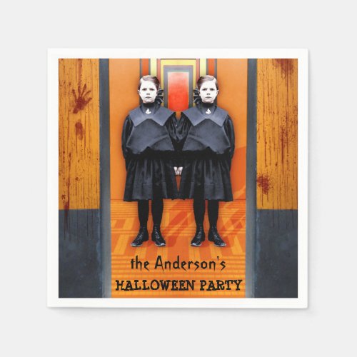 Creepy Twins Halloween Horror Personalized Party Napkins